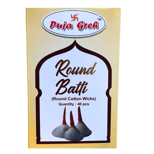 Puja Greh Round Cotton Wicks (Gol Batti) - 10x10x40pcs